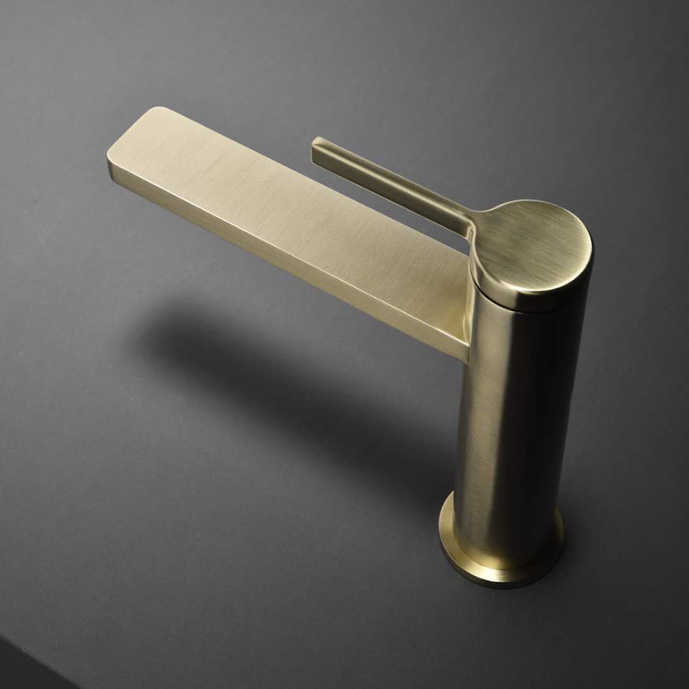 Brushed Gold Single handle 1-Hole Sink Faucet Solid Brass