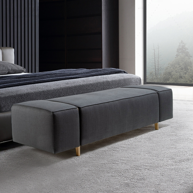 

Modern Deep Gray Rectangular Bench Entryway Ottoman with Gold Legs