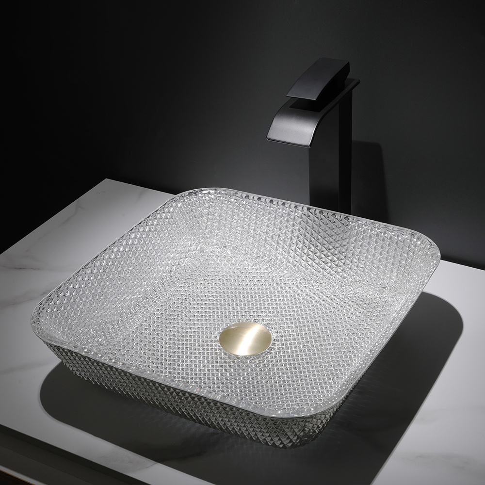

Glass Square Transparent Bathroom Sink Wash Sink Designs for Bathroom