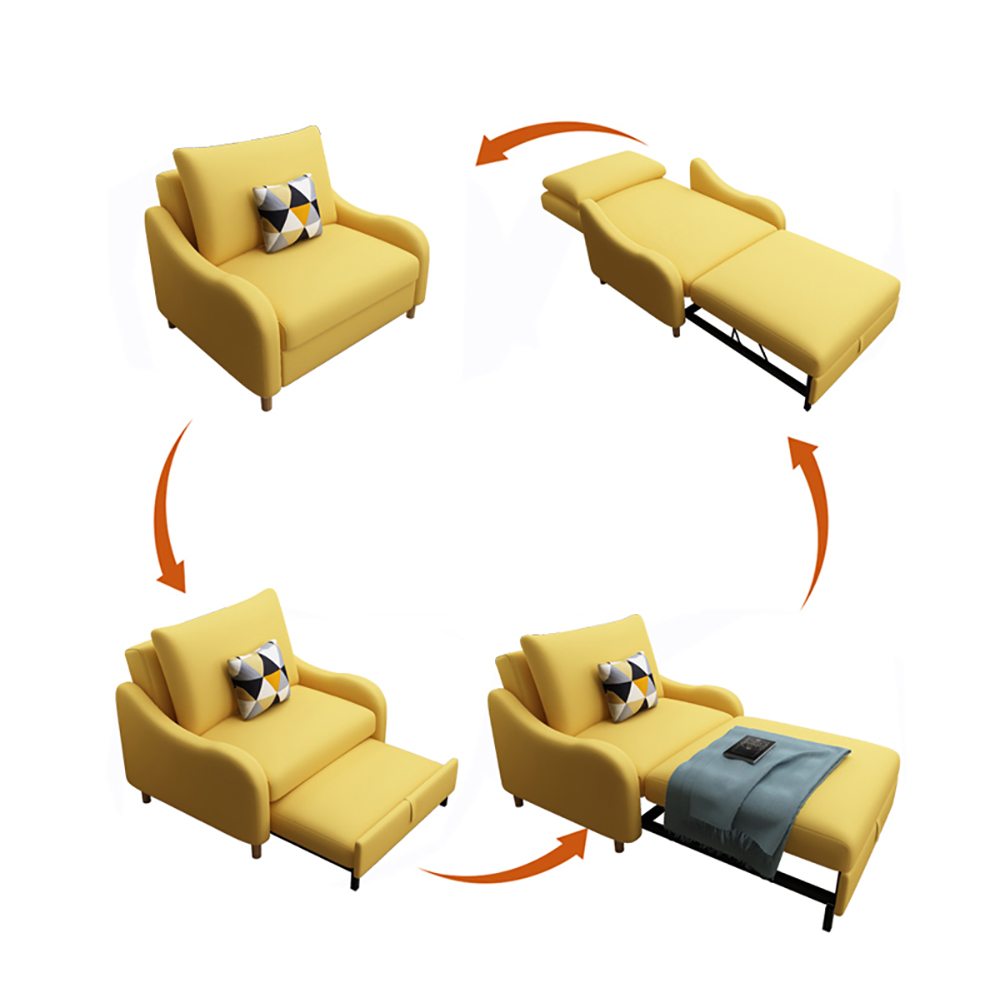 Yellow Single Full Sleeper Sofa Bed Lounge Chair with Arm