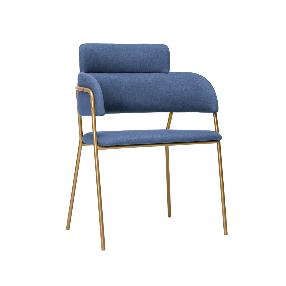 Blue Accent Chairs Upholstered Arm Vanity Chair with Gold Metal LegsHomary