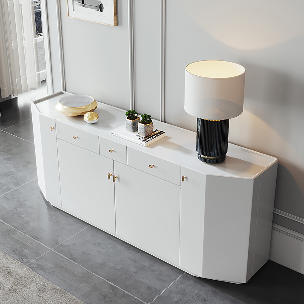 White Buffet Modern Polygonal 92" Sideboard with StorageHomary