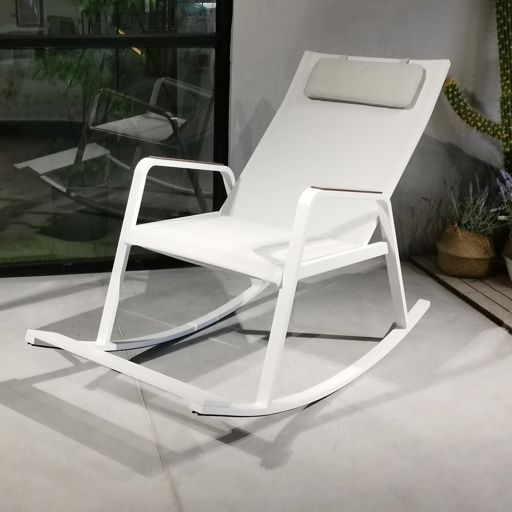 

Stainless Steel PVC Outdoor Rocking Chair with Square Arm
