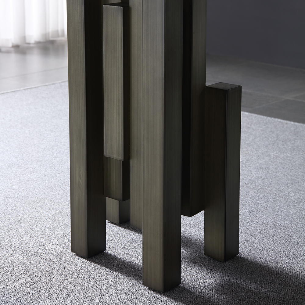 

86.6" Modern Dining Table Rectangle Stone Top & Bronze Base