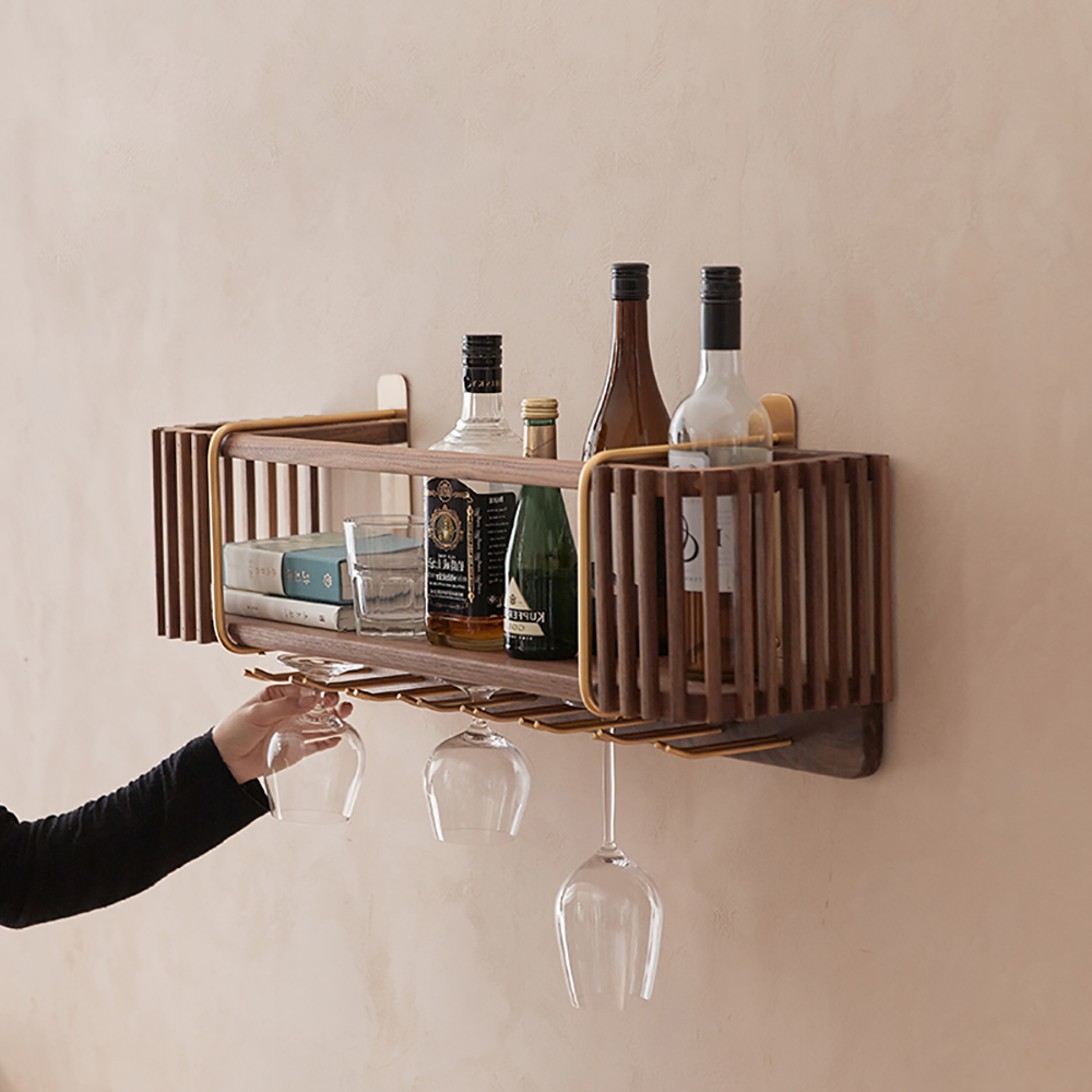 

Wall Wine Rack Rustic with Glass Rack