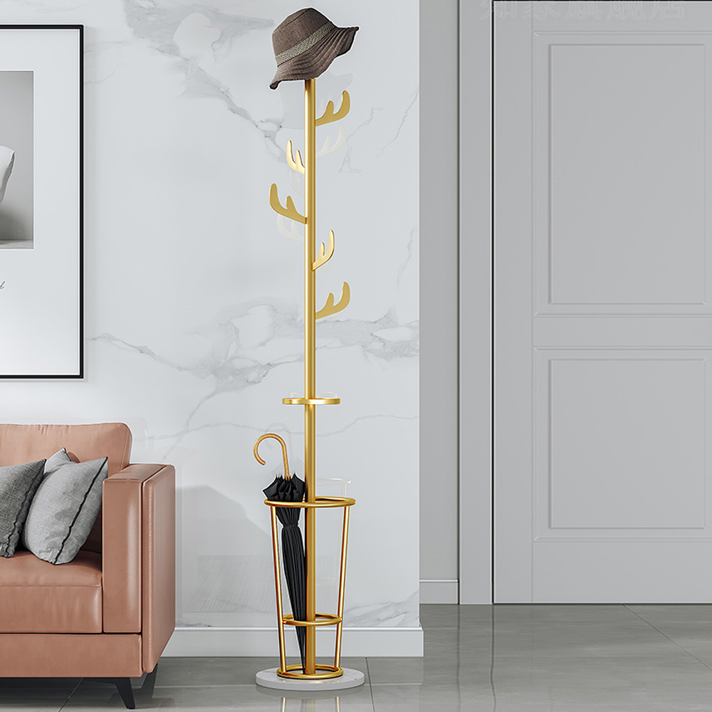 

Modern Coat Rack with Umbrella Stand in Metal & Marble