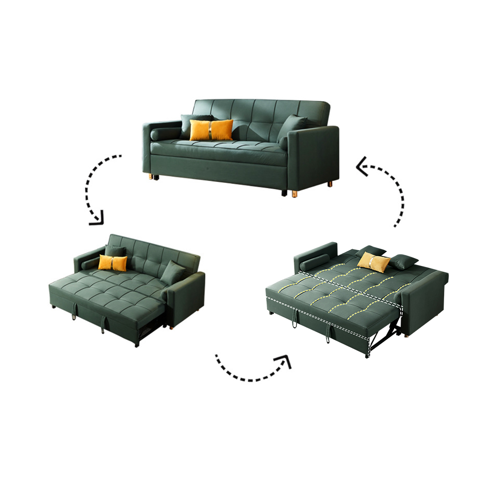 82.7" Green Modern Convertible Sofa Bed Full Sleeper Sofa with Square Arm