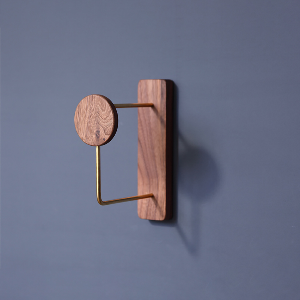 

Retro Wall-Mounted Coat Rack in Black Walnut & Brass