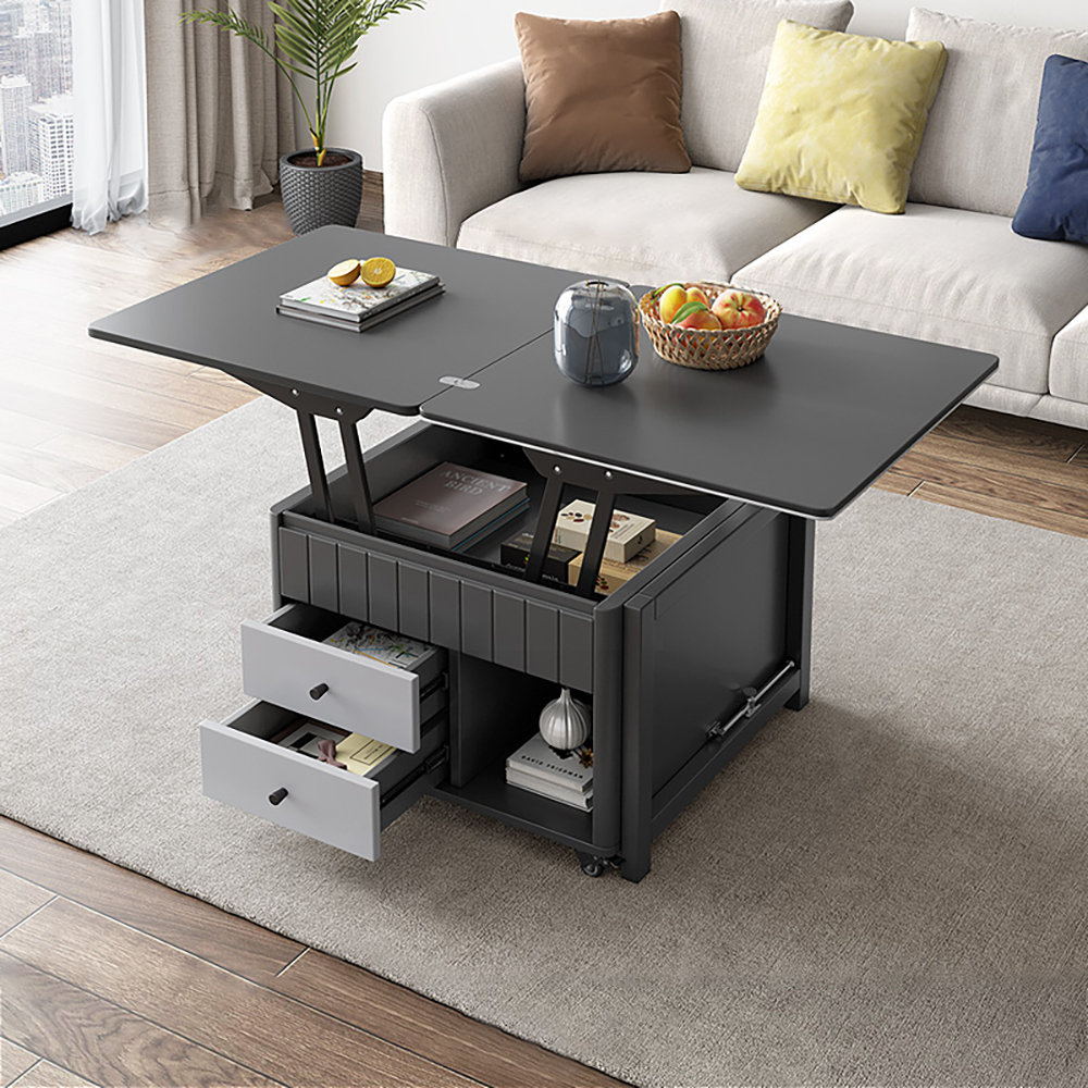 

Modern Lift Top Coffee Table with Storage Multifunctional Table in White & Gray