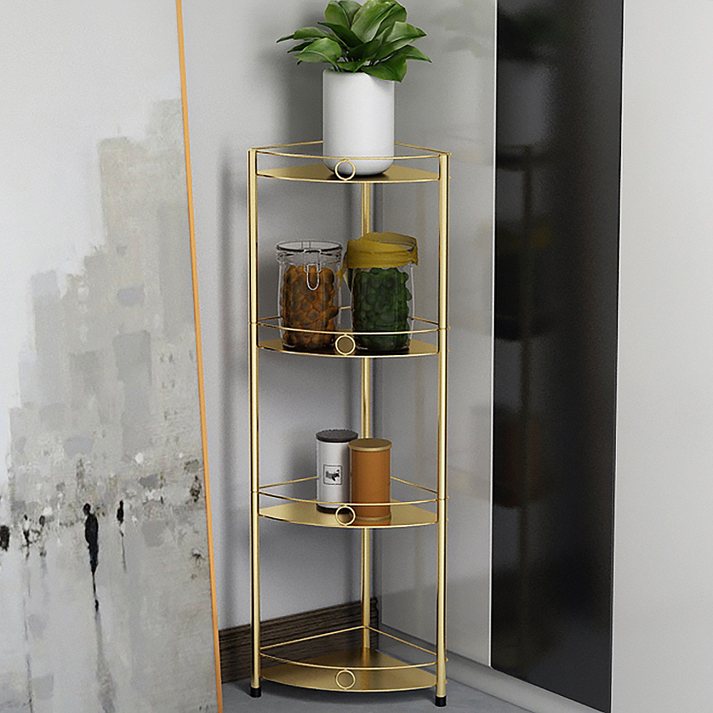 4-tier Multi-use Metal Corner Shelf Plants Stand Bathroom Storage Shelf