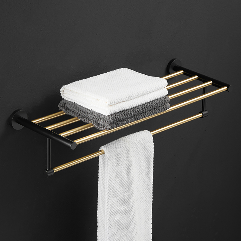 Modern Bathroom Wall Mountable Towel Bar With Shelf