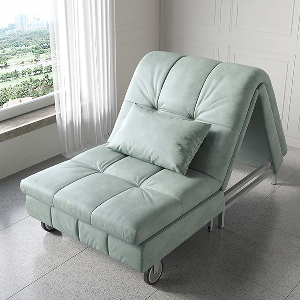 31.5" Cotton&linen Upholstered Full Sleeper Sofa Bed Lounge Chair In Light Green