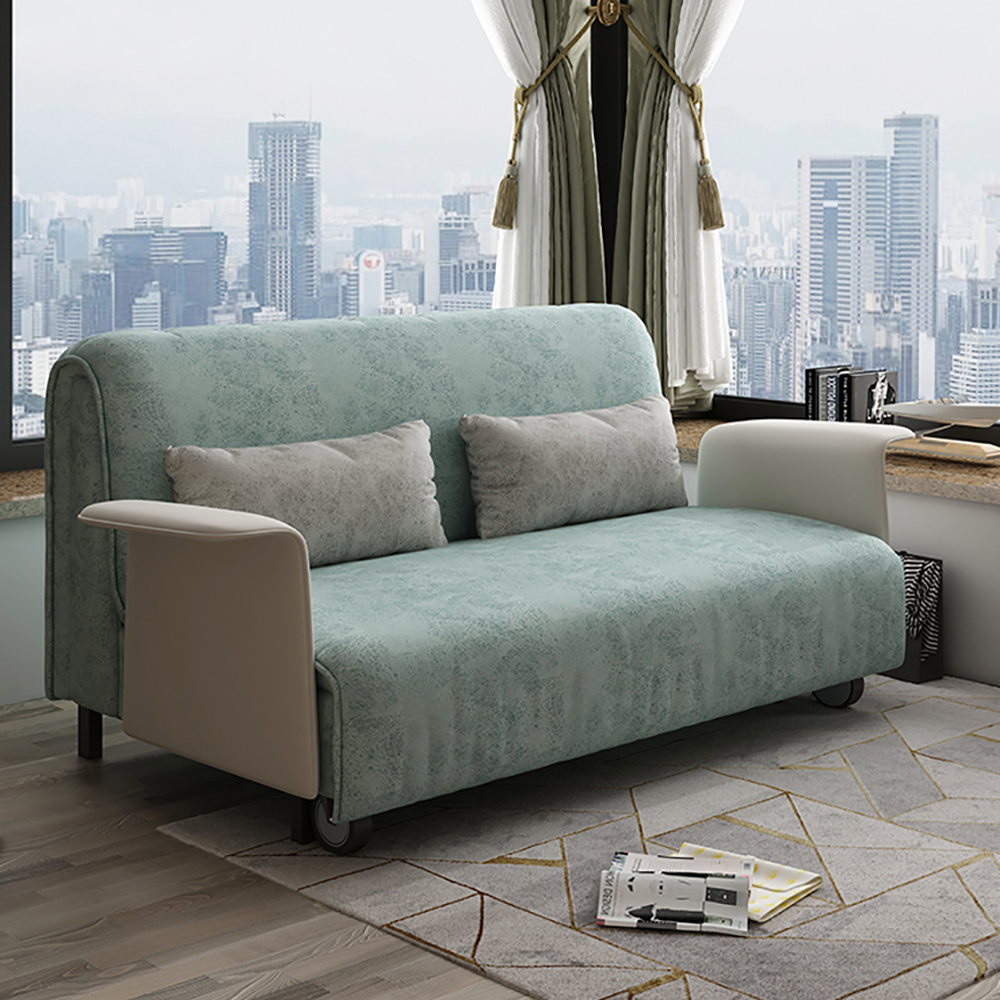 Modern 2 Seat Convertible Sofa Bed Leathaire Full Sleeper Sofa