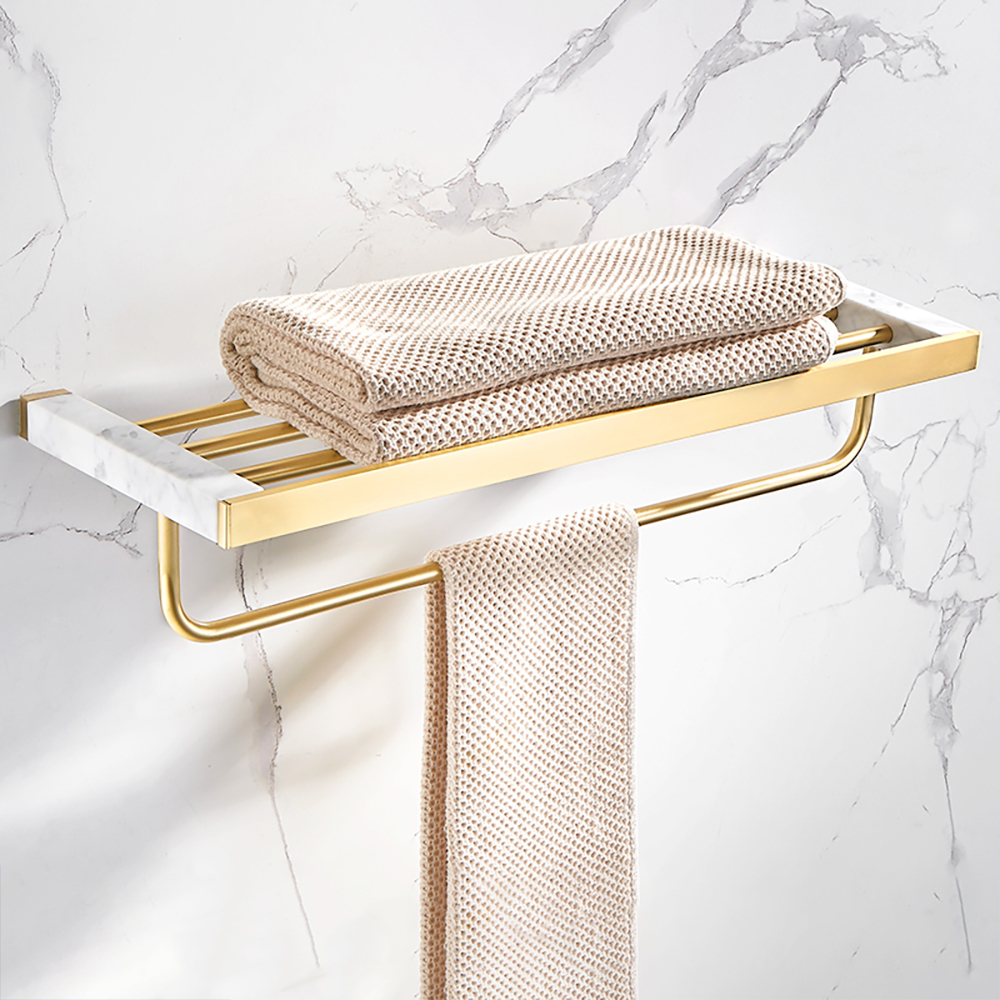 23.6" Modern Bathroom Shelf With Brass Towel Rack