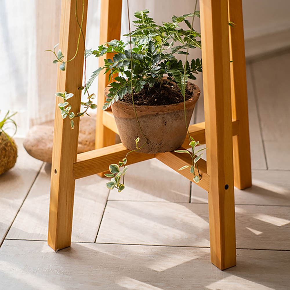 Rustic Wooden Plant Stand Set of 2 for Indoor