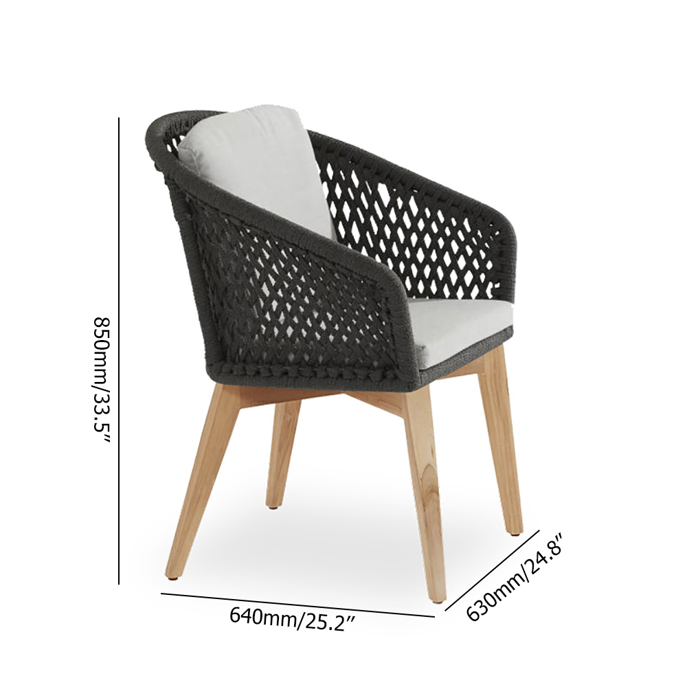 7Pieces Outdoor Dining Set with Teak Wooden Table and Rope Woven