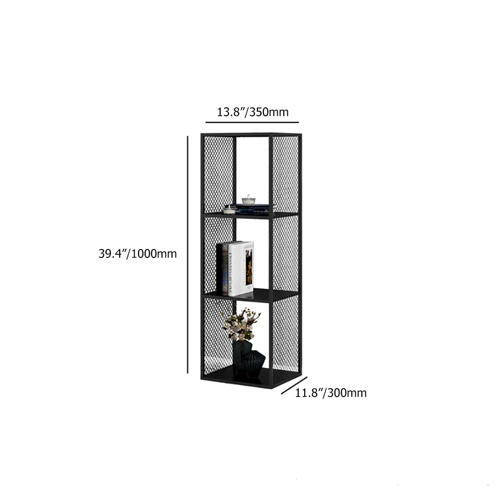 

Modern Black Metal Bookcase 3 Tiers Freestanding Shelving