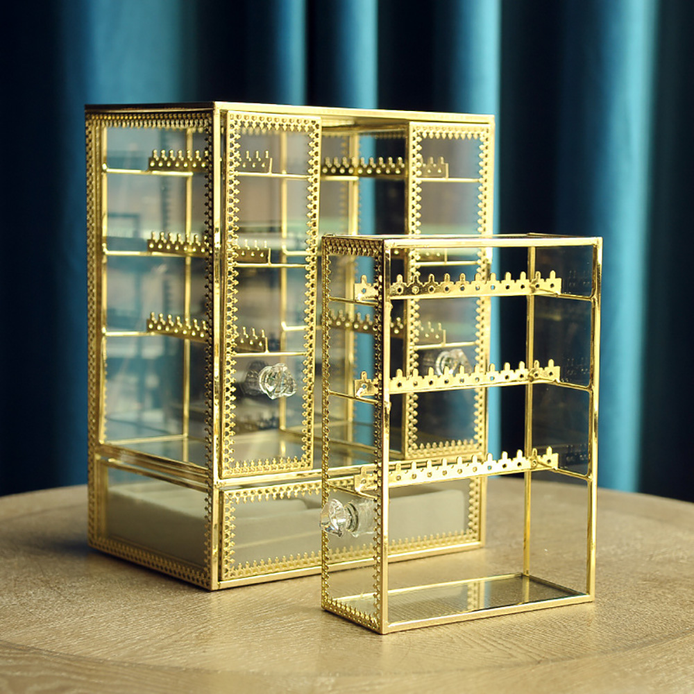

Modern Jewelry Case in Gold with Earring/Ring Storage