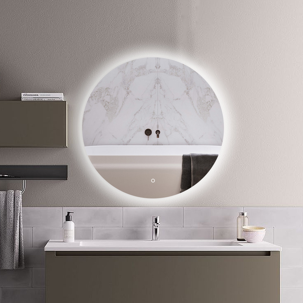 Image of 24" Frameless Round LED Bathroom Wall Mirror Acrylic Anti-Fog