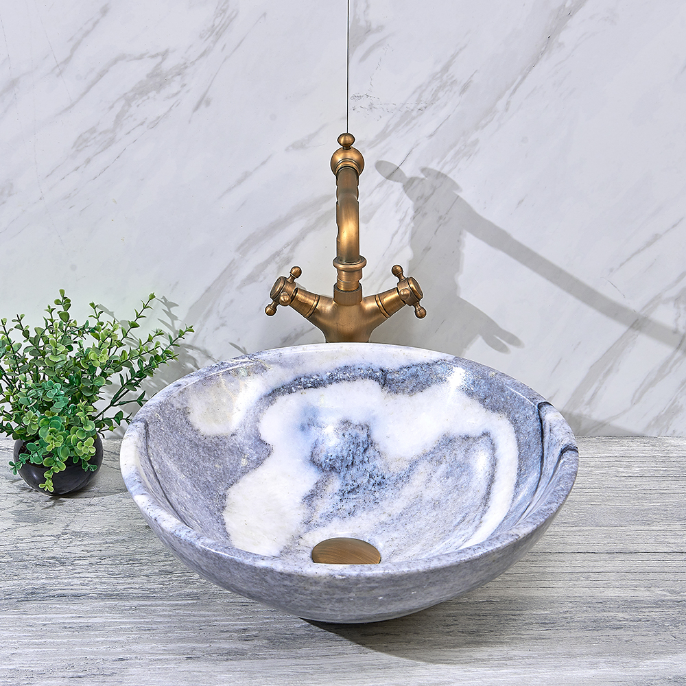 

Vessel Circular Natural Stone Bathroom Wash Sink Bowl Shape