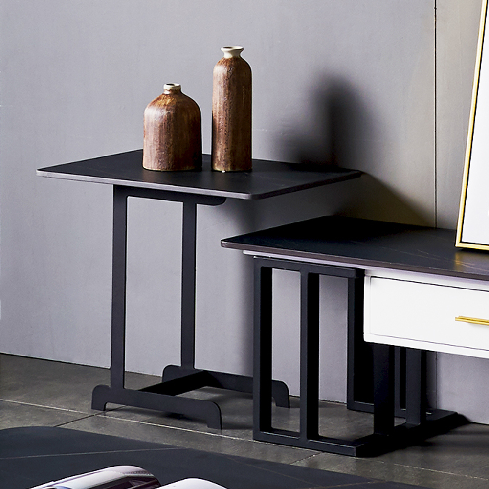 

Modern Black Metal End Table C Shaped Side Table