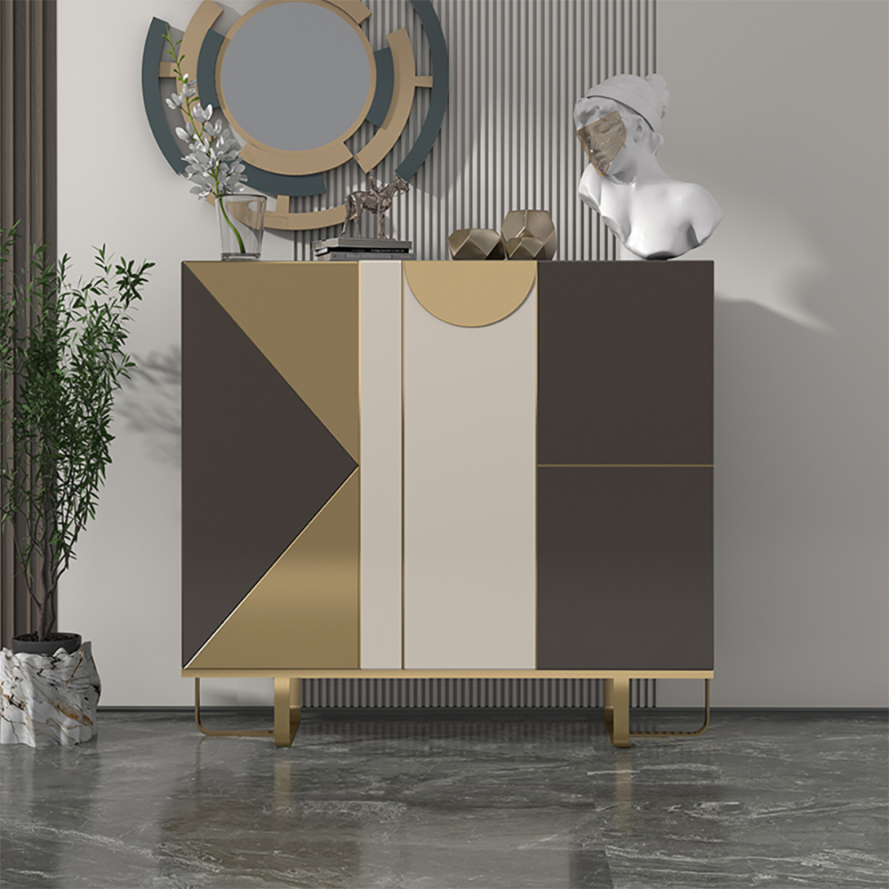 

Postmodern Gold Cabinet Stainless Steel Decorative 2-Door Cabinet